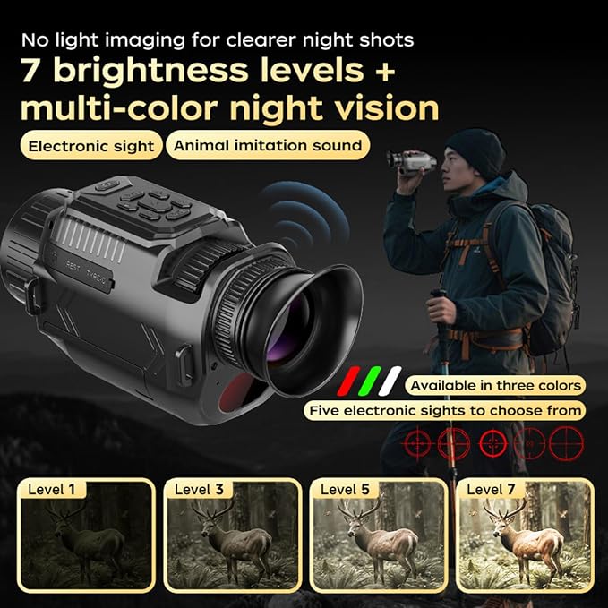 GOWENIC 4K Digital Infrared Monocular, 64 Megapixel, 28X Zoom, Rechargeable and Portable, with 43mm Lens Mount, for Hiking and Camping