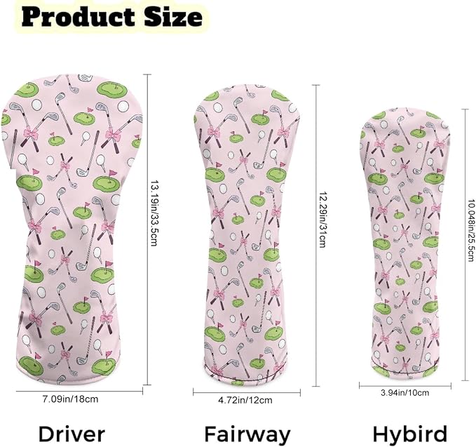 Rnyleeg Golf Club Head Covers for Women Driver Head Cover Leather Fairway Wood Headcover Hybrid Headcovers for Golf Clubs