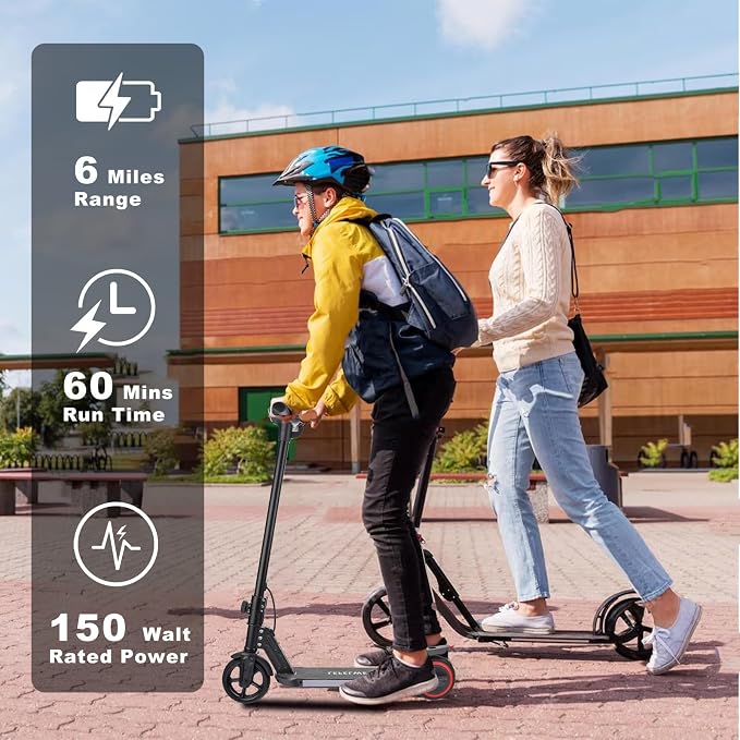 Electric Scooter for Kids Ages 6-12, 150W Motor, 4/7/11 Mph, 60 mins Ride Time, Adjustable Speed, LED Display, Colorful Lights, Electronic Brake, Foldable Kids Electric Scooter,UL2272 Certified(Black)