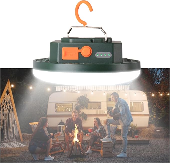 Tent Light Hanging for Camping,Bright LED Rechargeable Portable Lantern for Vendor Booths,Waterproof Outdoor Lights with Battery Power, Camp Lamp Light with Magnet for Outdoor Glamping(Green)