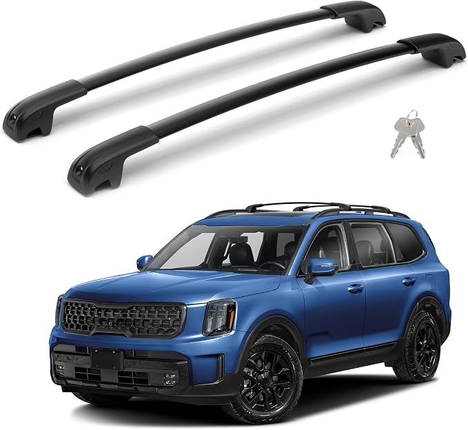 300Lbs Lockable Roof Rack Crossbars Compatible with Kia Telluride 2023 2024 2025 X-PRO & X-LINE(for Raised Side Rails), Heavy Duty Aluminum Cross Bar Fit Luggage Luggage Kayaks Bicycles Snowboard