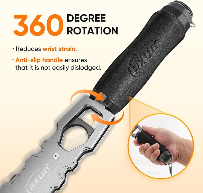 11.5" Fish Lip Gripper with Scale, Max 40lbs Scale, 360° Swivel Non-Slip Handle, Fish Grabber Control Tool for Safe, Hook Removal, Easy Catch & Release, Fishing Gifts for Men Women
