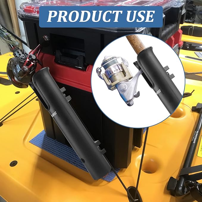 12Pcs Tube Fishing Rod Holder Black Plastic Fishing Pole Holder with Screws for Fishing Boat Garage Boat Cooler Trailer