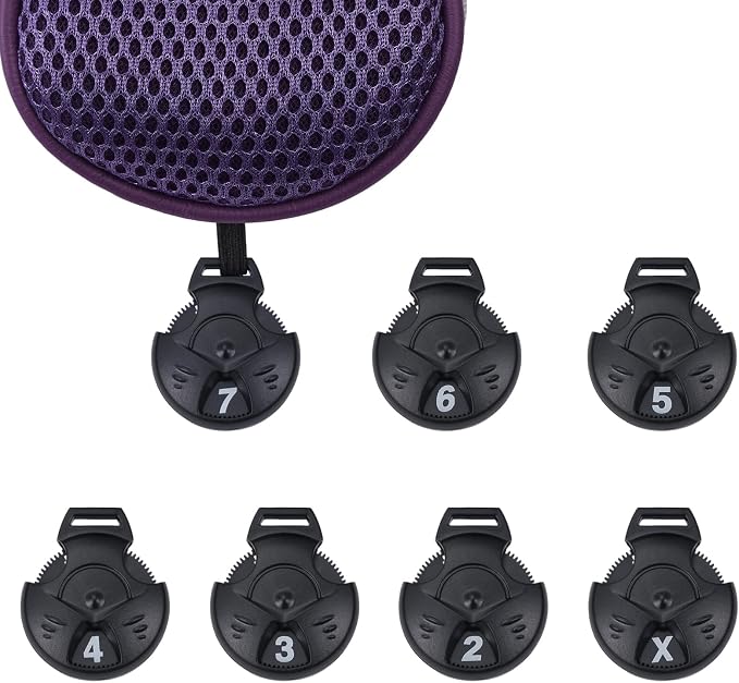 Andux 3pcs Long Neck Golf Hybrid Club Head Covers Dial No. Tag CTMT-02 | Mesh Breathable material | all the Same Size | Coloured Piping | Pull-On Closure