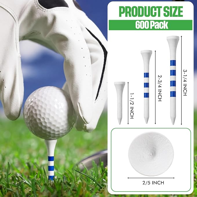 Mudder Golf Tees Bulk Wooden Bamboo Golf Tees Multicolor Wood for Men Balls Accessories