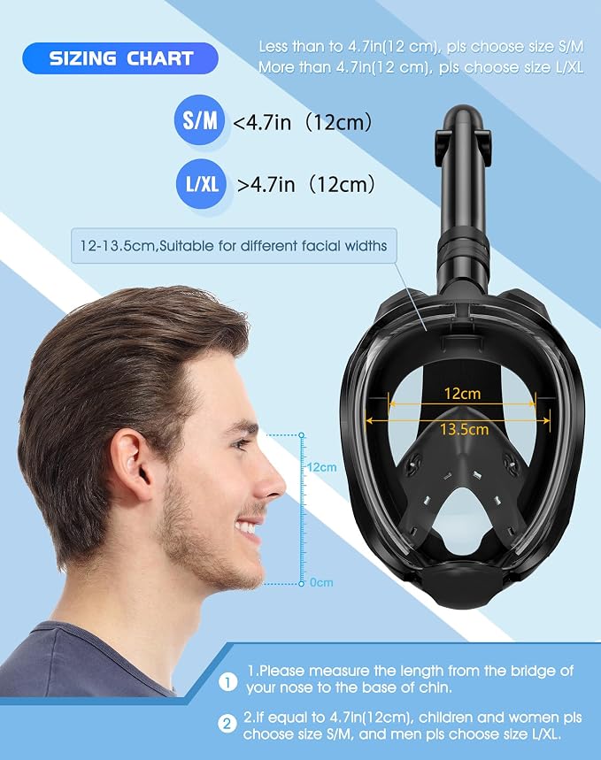 Greatever G2 Snorkeling Gear for Adults 2PCS, Full Face Snorkel Mask with Dry Top Snorkel,Anti-Leak & Anti-Fog Snorkel Mask Adult,Foldable Snorkeling Mask with Camera Mount mesh Bag
