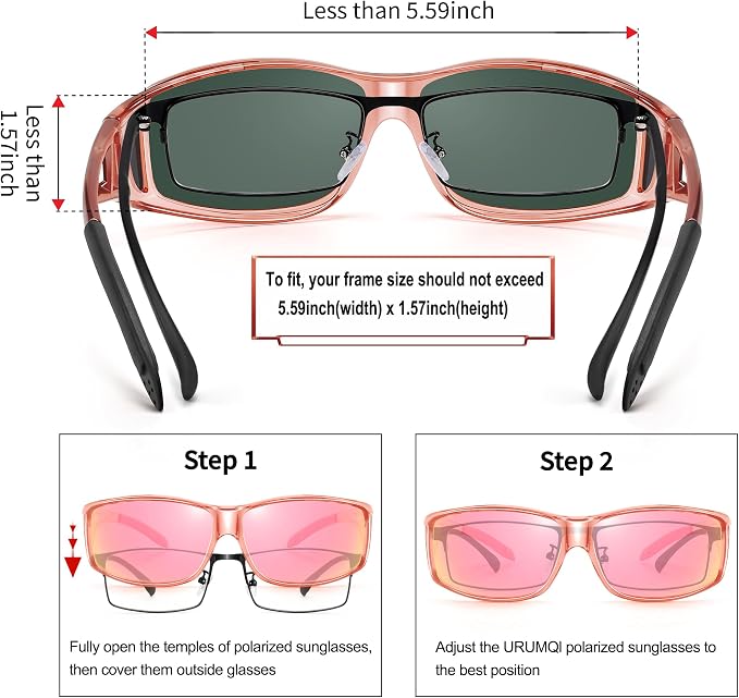 URUMQI Polarized Sunglasses Fit Over Glasses for Men Women, Wraparound Sun Glasses UV400 Protection for Driving Fishing