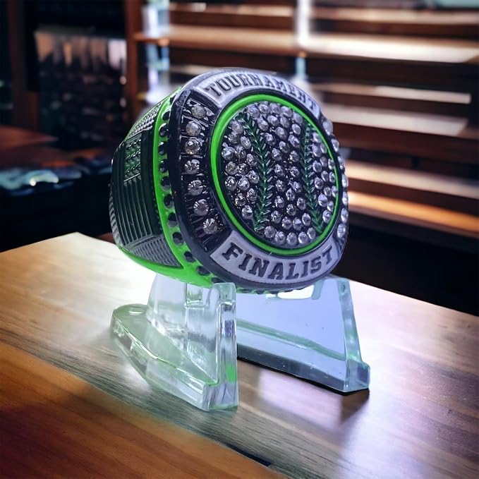 Legacy Rings 1 or 12 Pack Neon Green Baseball Softball Championship Trophy Ring Award for Tournament Champion or Finalist