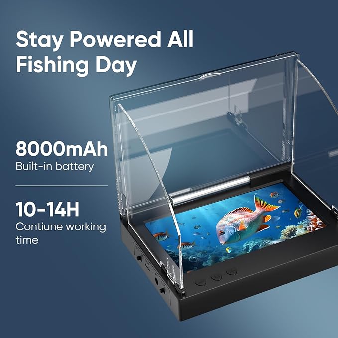 Underwater Fishing Camera 5 Inch, 1000TVL IPS Monitor Fish Finder, Wide Angle IP68 Waterproof, Infrared Night Vision with 65ft Cable for Ice, River and Boat-S26