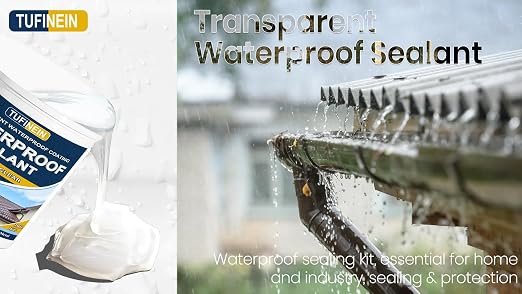 Waterproof Sealant 70oz Clear, TUFINEIN Transparent Waterproof Coating Water-Based Invisible Agent Roofs, Walls, Garden, Terraces Indoor & Outdoor
