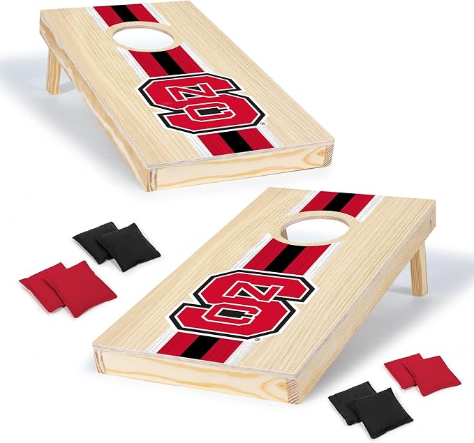 Wild Sports College Portable Size 1' x 2' Solid Wood Cornhole Set with Direct Print HD Team Graphics – Travel Size