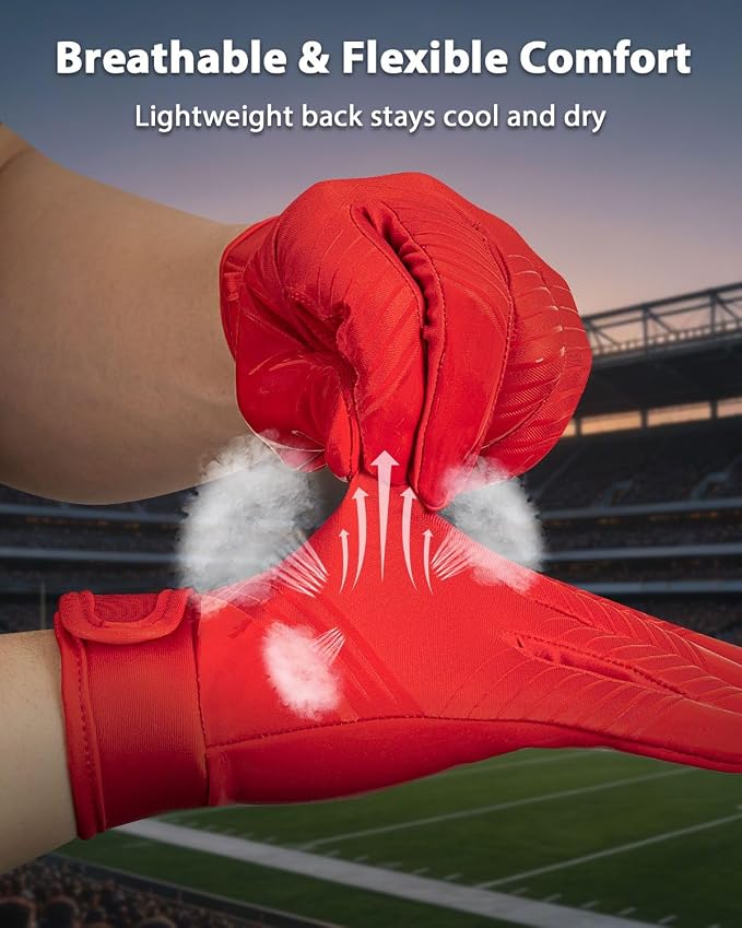 RIGWARL Football Gloves Adult Men, Youth Kids Football Gloves with Super Sticky Grip, Receiver Glove Adult Youth Kids Best Gift for Father‘s Day
