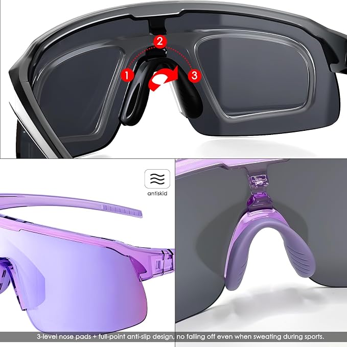 Sunglasses TR90 Frame Anti-Slip Full Coating HD Lens UV400 Protection Cycling Multi-Sport