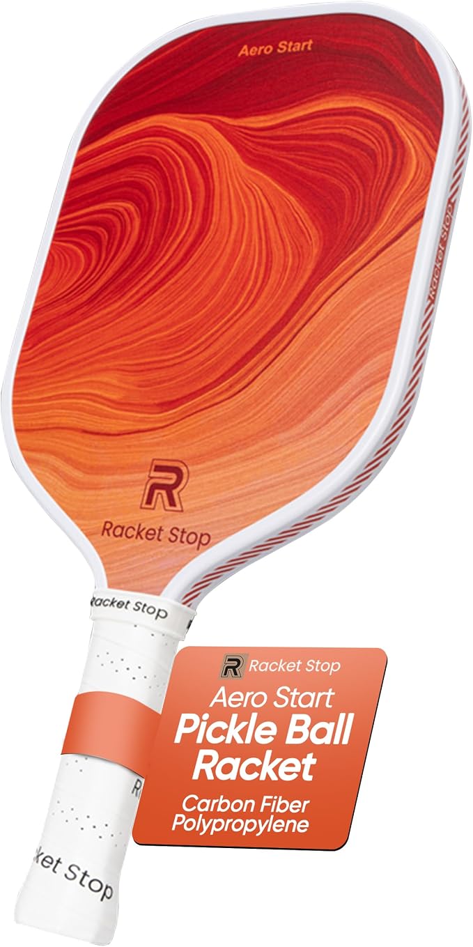 Aero Start Pickleball Paddle for Beginners – Carbon Fiber Surface, Large Sweet Spot, Lightweight Design, Cushioned Anti-Slip Grip, Shock-Absorbing 16mm Polypropylene Core, Gift-Ready Box