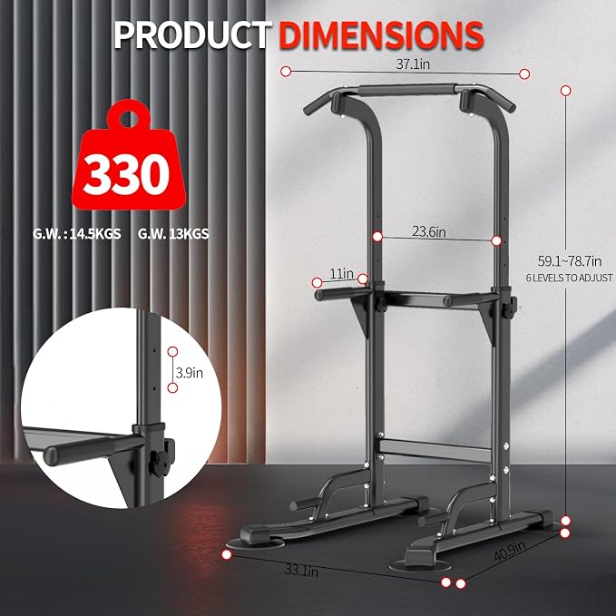 Z ZHICHI Pull-Up Dip Station Pull-Up Chin-Up Weight Capacity 350LBS