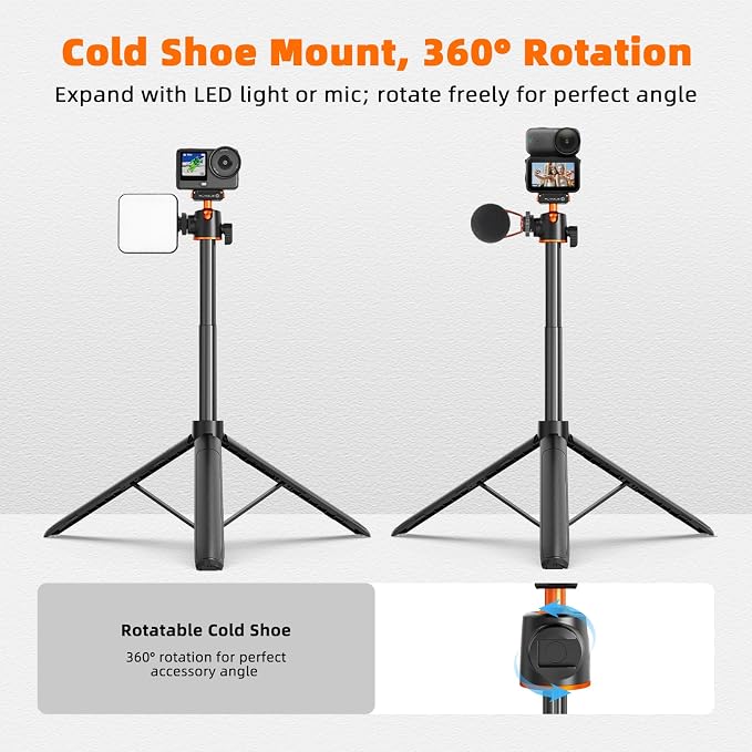 BRDRC Carrying Case & Tripod Kit for DJI Osmo Nano, 55" Magnetic Quick Release Selfie Stick Extension Rod Table Desk Portable Handle Grip Stand with Cold Shoe, Storage Bag Protective Case Hard Shell C