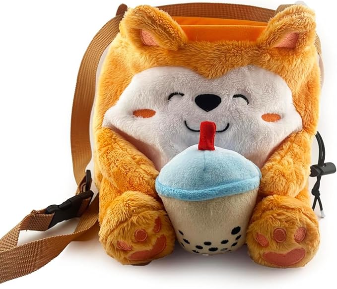 Rock Climbing Chalk Bag + Refillable Ball – Boba Dog Plush Animal Bag