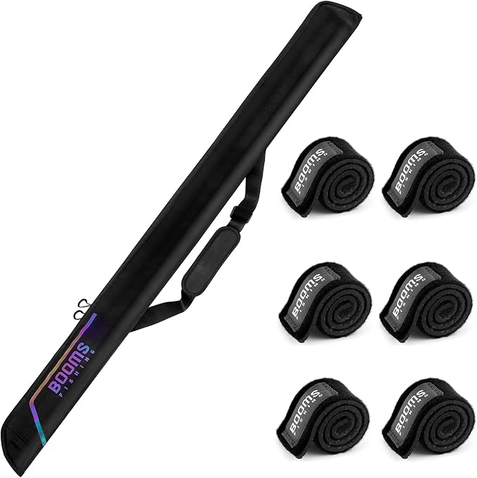 Booms Fishing PB3 Fishing Rod Case 6.4ft~7ft and RS3 Fishing Rod Wrap Pole Straps 9.6" 6pcs