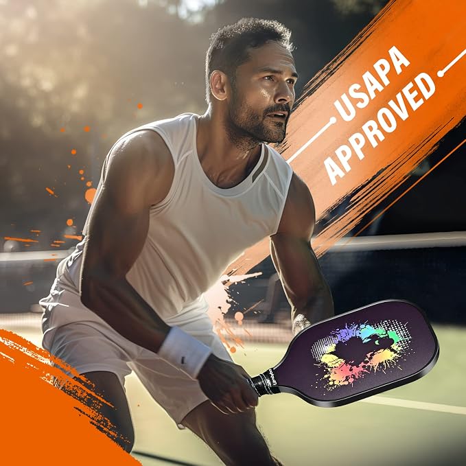 niupipo Pickleball Paddles Set of 2/4/1, USAPA Approved Carbon Fiber & Fiberglass Hybrid, Easy Power, Polypropylene Honeycomb Core, Cushioned 4.72" Grip, Bag/Cover, Pickleball Paddle Set for Men Women