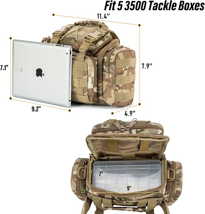 Dr.Fish Fishing Tackle Bag 5 Boxes with 60 Lures Included Loaded Stocked Tackle Box Set Spinner Lures Kit Freshwater Gear Equipment
