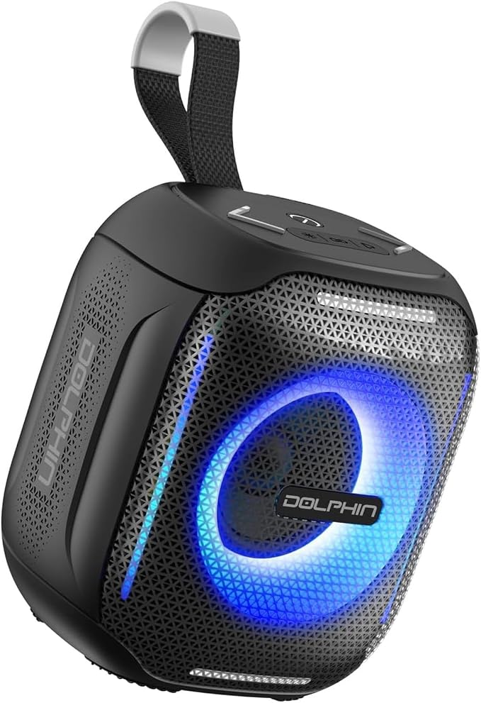Dolphin S10 Portable Bluetooth Speaker - LED Lights - IPX5 Water Resistant Wireless Speaker - 5W Stereo Sound - Bluetooth 5.3-6H Playtime - Compact Mini Speaker for Beach Pool Fitness Travel Outdoor