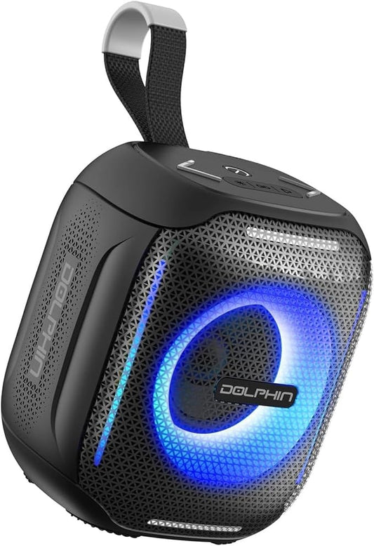 Dolphin S10 Portable Bluetooth Speaker - LED Lights - IPX5 Water Resistant Wireless Speaker - 5W Stereo Sound - Bluetooth 5.3-6H Playtime - Compact Mini Speaker for Beach Pool Fitness Travel Outdoor