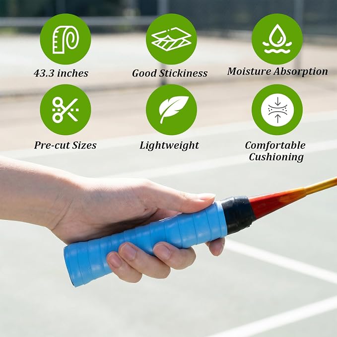100 PCS Tennis Badminton Racket Overgrips Multi Colors Rackets Overgrip Bulk, Soft Tennis Racket Grip Tape, Anti-Slip Absorbent Grip Tape for Pickleball Racquets, Bike Handlebar, Fishing Rod