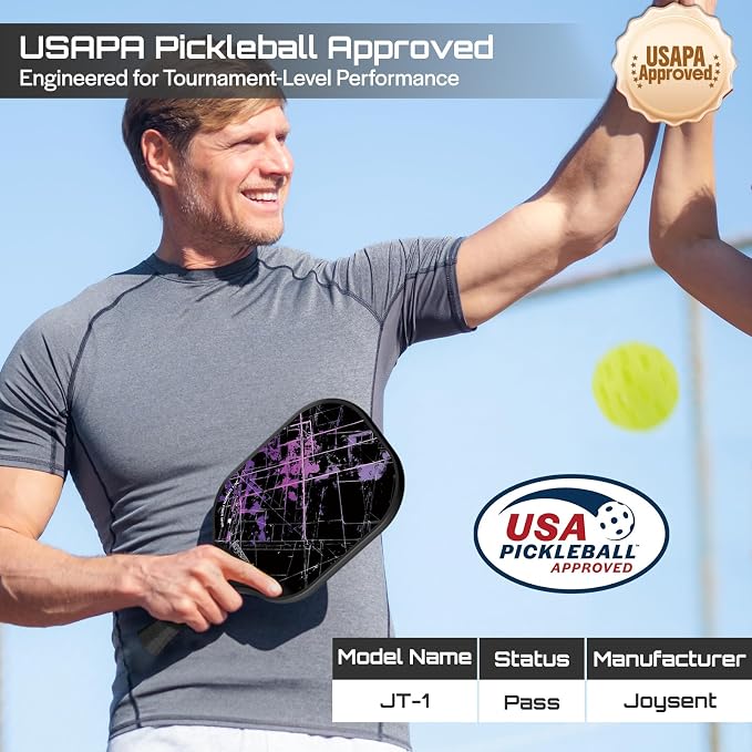 Pickleball Paddles Set, USAPA Approved Carbon Fiber Pickleball Set of 2 with Beginner Pickleball Rackets, Indoor Outdoor Pickle Balls for Adults Men Women, JT-1