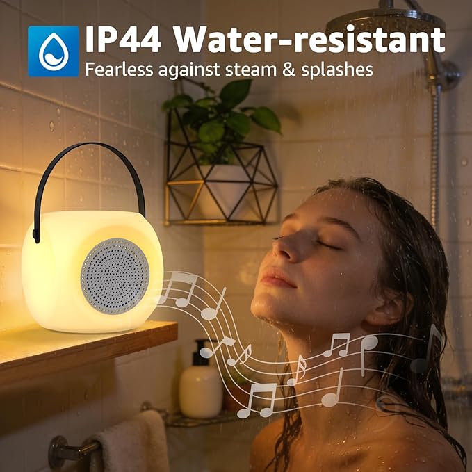 FUYO Shower Lamp with Speaker 16 Colors with Remote, Shower Lights Waterproof, Bluetooth Speakers with Lights Dual Pairing HD Stereo Sound for Indoor Outdoor Bathroom Party Pool Patio (2PCS-Fatty)