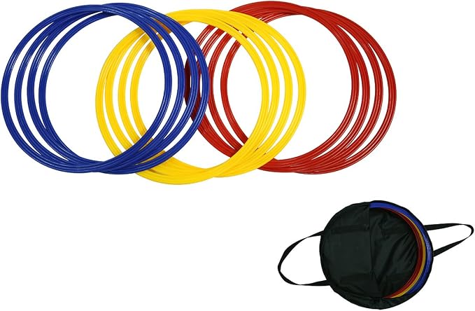 Speed & Agility Training Rings - Set of 12 - with Carrycase - by Trademark Innovations