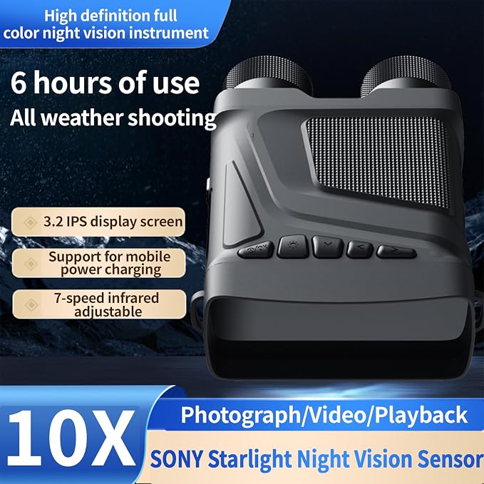 4K Night Vision Goggles,Night Vision Binoculars for Adults,3.2'' IPS Screen,Infrared Camera, 10X Digital Zoom,4000mAh Battery Binoculars with 64GB TF Card,WiFi,Hunting & Camping Gear-N002