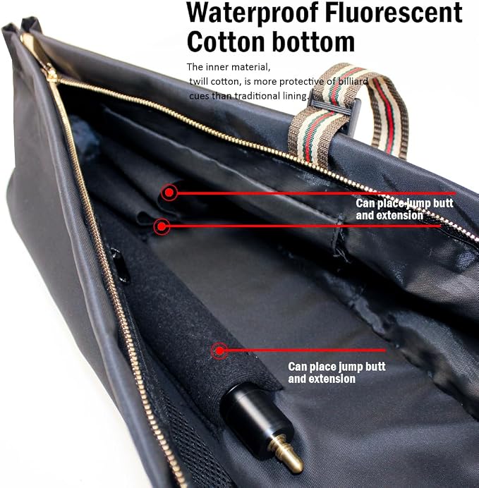 Pool Cue Case 3x4,Pool Stick Case 3 Sticks with Accessory Zipper Pockets,Cue Stick Case with Shoulder Strap Handle,Billiard Pool Cue Carrying Case with Large Front Accessory Pocket