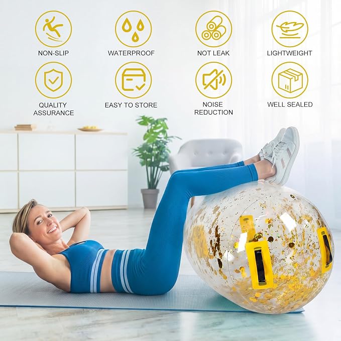 Gemscream Gymnastics Barrel Inflatable Air Roller Mat 40" x 24" Glitter Tumbling Air Barrel Gymnastic Cylinder Tumble Equipment for Back Handspring Trainer Cheerleading Yoga Home Use