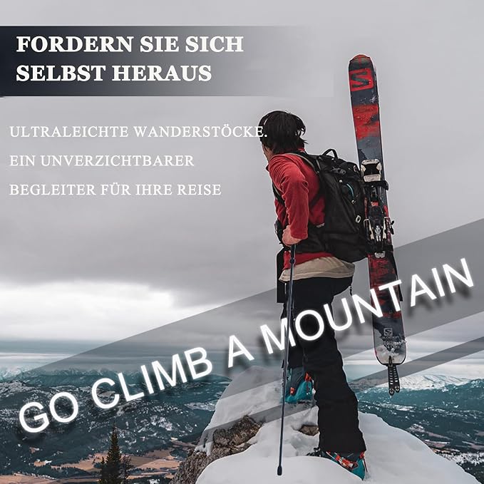 5-Section Carbon Fiber Trekking Poles, Lightweight and Durable 2-Pack, Foldable, Straight Grip, Suitable for Hiking, Trekking and Mountaineering