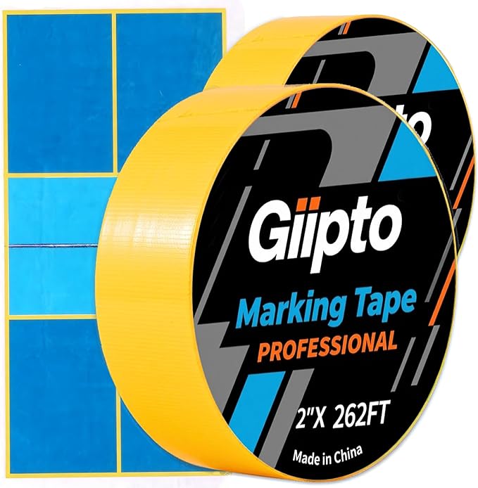 Pickleball Court Tape - 2" x 262 ft Professional Pickleball Marking Kit Yellow Tape for Temporary Court Lines with No Residue Durable Floor Marking Tape for Gym, Driveway, Backyard