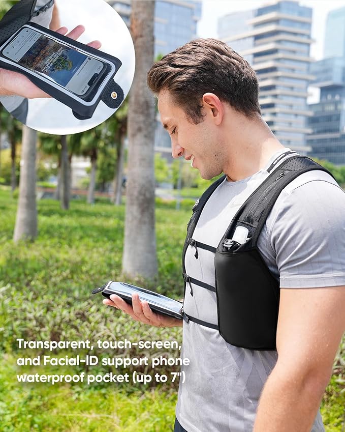 Zelvot Running Vest for Women Men, Adjustable Running Phone Holder Vest, USA Original Patent, Running Hydration Vest with 500ml Soft Flask, Reflective Running Backpack for Hiking Cycling