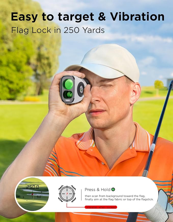 Golf Rangefinder with Slope, 1200Y Laser Range Finder for Golf, 7X Magnification, Flag Lock with Vibration, Magnetic Cart Mount, Ultra-Clear Display, USB-C Rechargeable, Waterproof