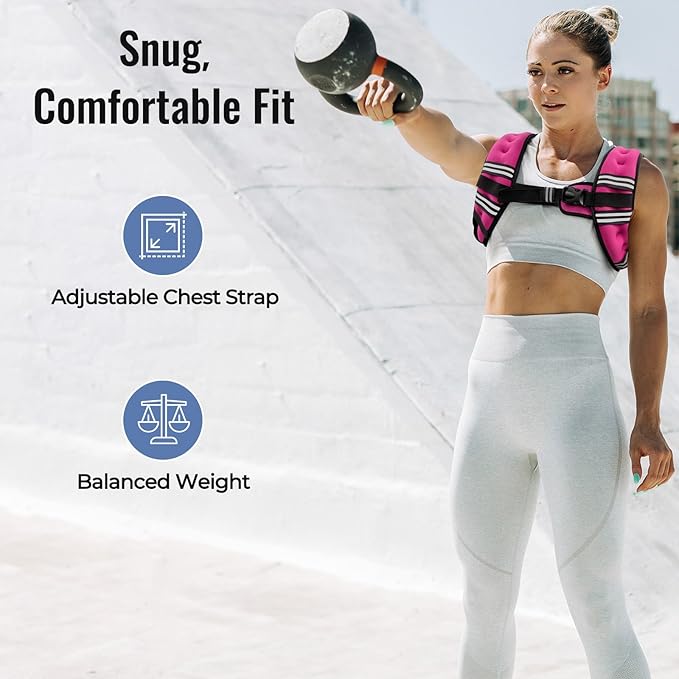 Zeerun Weighted Vest, 6lb/8lb/10lb/12lb/15lb/18lb/20lb/24lb/30lb for Men Women, Reflective Stripe Adjustable Buckle, Comfortable Durable Rucking Vest for Walking Running Strength Training