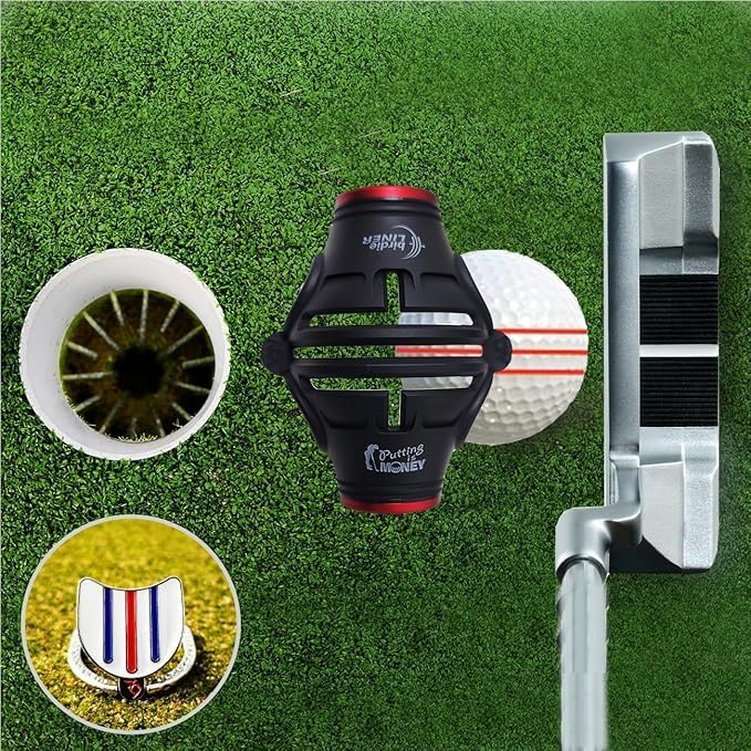 BIRDIE79 Golf Ball Line Marker Tool Kit Set. 360 Degree 3-Line Plus Vertical Line Putting Alignment & Triple Track Standing Ball Marker with Adjustable Tilt Angle, Confidence Liner Accessories.