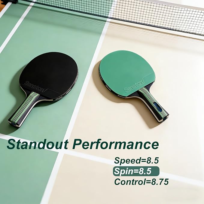 Senston 5-Ply Ping Pong Paddles Set – Premium Wood Table Tennis Set of 4 with 6 Balls & Portable Carry Case – High-Control 2mm Sponge & Ergonomic Non-Slip Grip for Beginners & Family Play