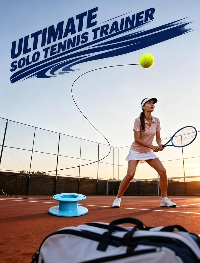 VAIIO Professional Tennis Trainer - Full Metal Portable Solo Rebounder with 3 High-Elastic String Balls, Ideal for Adults, Kids, Beginners & Advanced Players
