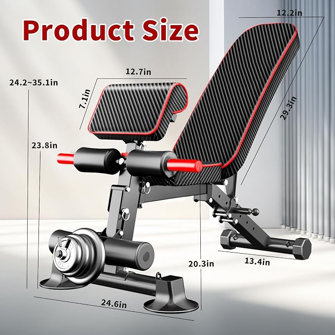 Z ZHICHI Adjustable Weight Bench multi-function Workout Bench for Home Gym,Foldable Incline Decline Benches for Full Body Workout 660LBS