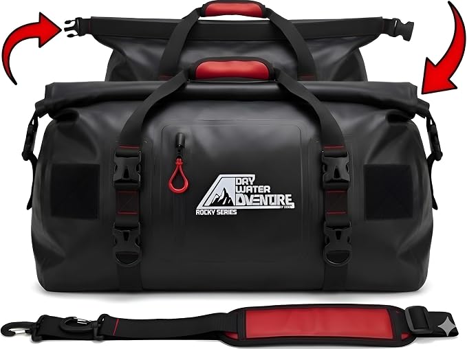 Waterproof Duffel Bag 80L - Marine Grade Dry Bag with Tie Down Straps for Motorcycle Touring, Boating, Camping | Roll Top Seal