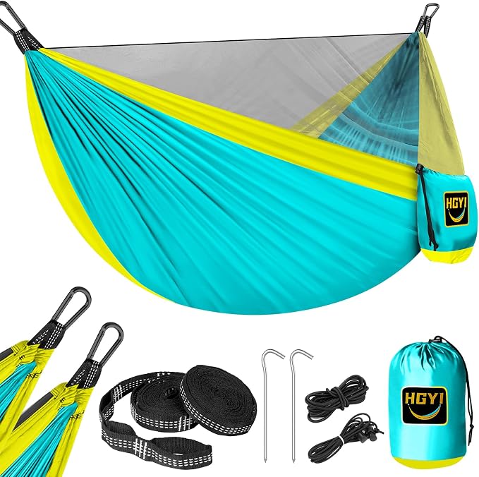 Camping Hammock Mosquito Net,Double & Single Portable Hammocks for Kids Hammocks with 2 Tree Straps,Hammock Tent for Travel Camping,Camping Accessories for Indoor Outdoor Hiking Backpacking