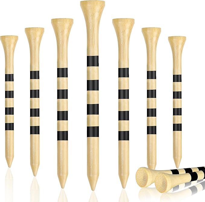 Seticek Natrual Wooden 100 Pack 3-1/4" Golf Tees and 32pc Rubber tees & Plastic Tees