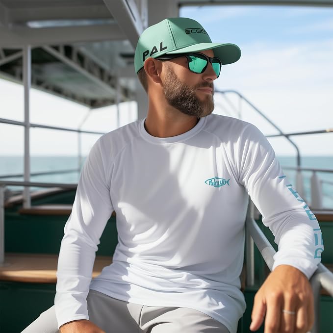 Palmyth Fishing Shirts for Men Long Sleeve UPF 50+ T Shirt Sun Protection | Quick Dry, Sun Protection, Myth-Cool Fabric, Fish Print, Moisture Wicking, Stretchy, Breathable, Fishing,Boating,Outdoor Wear