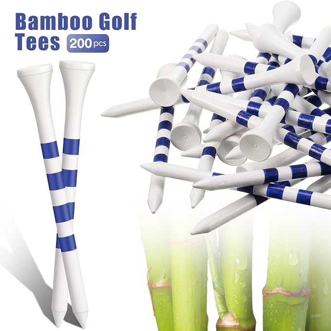 Sosation 200 Pieces Bamboo Golf Tees 3-1/4'' Inch Wooden Golf Tees Reduce Friction and Side Spin