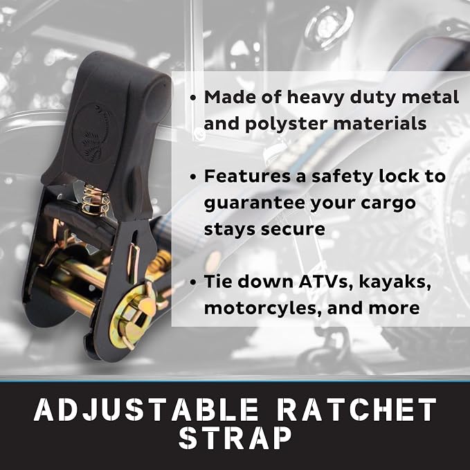 Tie Down 1 inch x 15 ft Grey Ratchet Strap, 4-Pack Kit - 1823 lbs. Breaking Load Limit