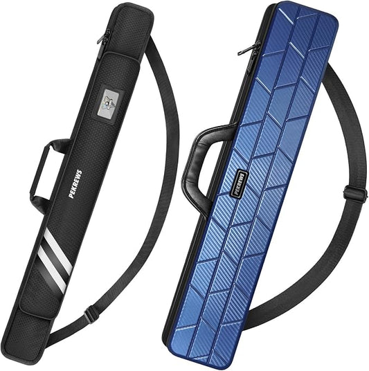 PEKREWS 1x1 Soft Cue Bag Black & 4x4 Hard Pool Cue Case Blue Set
