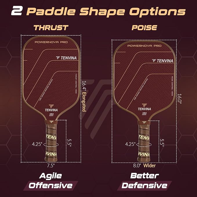 TENVINA Pickleball Paddles, Thermoformed T700SC Carbon Fiber Pickleball Paddle, Pickle Ball Paddle USAPA Approved with Dominant Power and Larger Sweet Spot